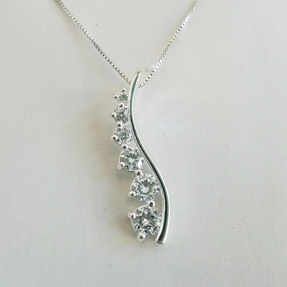 Sterling Silver & CZ Stones Necklace